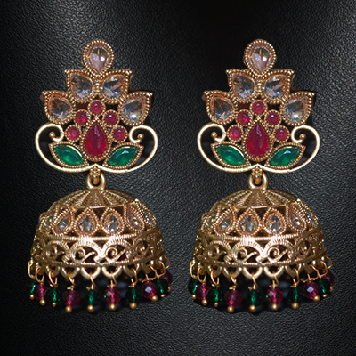 "1grm Fancy Gold coated Ear tops (Jhumkas)- MGR-1106-001 - Click here to View more details about this Product